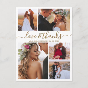 Budget Love and Thanks Collage Wedding Thank You Postcard