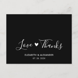 Budget Love and Thanks Script Wedding Thank You Postcard