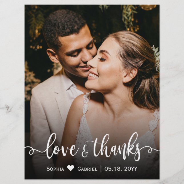 Budget Love and Thanks Wedding Photo Thank You (Front)