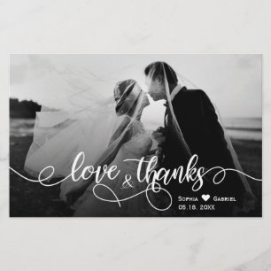 Budget Love and Thanks Wedding Thank You Paper