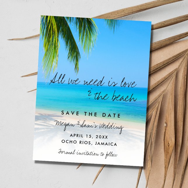 Budget Love and the Beach Wedding Save the Date Announcement Postcard (Budget Love and the Beach Wedding Save the Date Postcard)