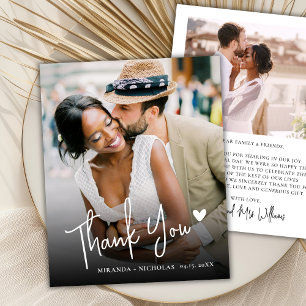 Budget Love Heart Script 2 Photo Wedding Thank You