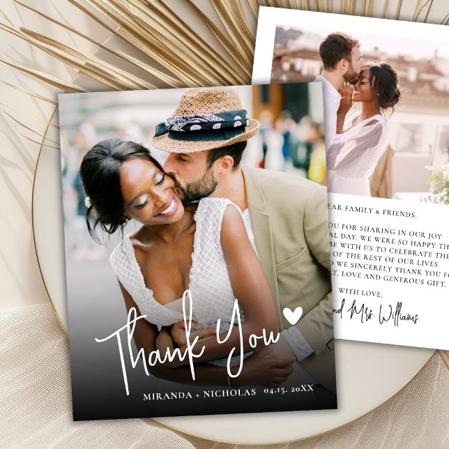 Budget Love Heart Script 2 Photo Wedding Thank You (Creator Uploaded)