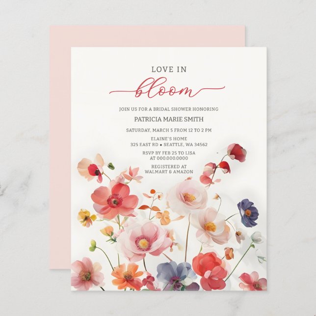Budget Love in Bloom Wildflowers Bridal Shower (Front/Back)