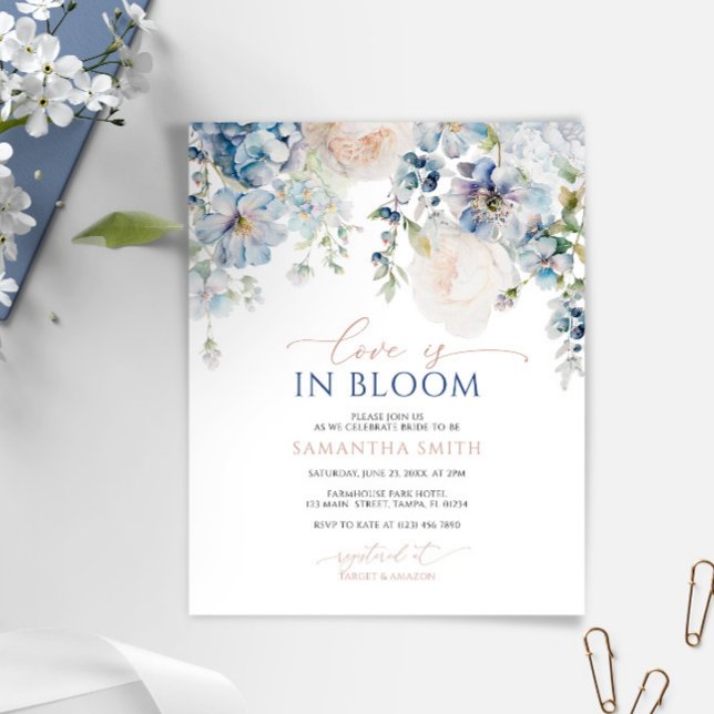 Budget Love is in Bloom Blue Shower Invitation (Creator Uploaded)