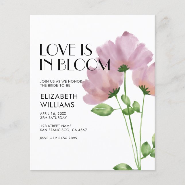 BUDGET Love is in Bloom Modern Bridal Shower (Front)