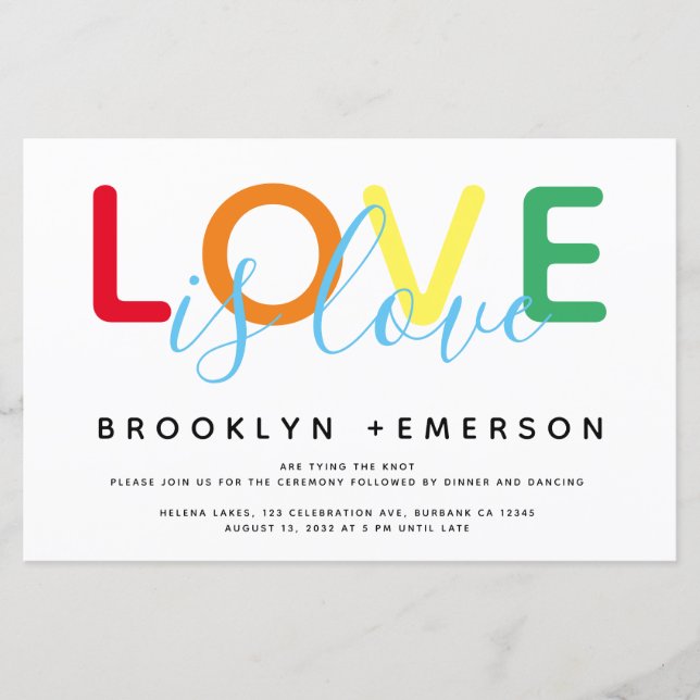 BUDGET Love is Love Rainbow Modern Wedding (Front)