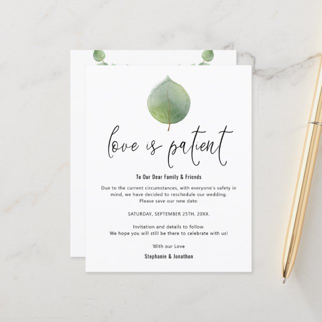 Budget Love Is Patient Save New Date Eucalyptus (Front/Back In Situ)