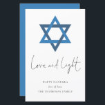 Budget Love Light Star of David Hanukkah Card<br><div class="desc">Love Light Star of David Hanukkah Card. A budget price 5.5” x 8.5" FLAT card for your festive greetings on a shiny SEMI GLOSS 110 lb card stock (similar to the thickness of a postcard) PLEASE NOTE: The envelope supplied with this card is larger than the card at 6.75" x...</div>