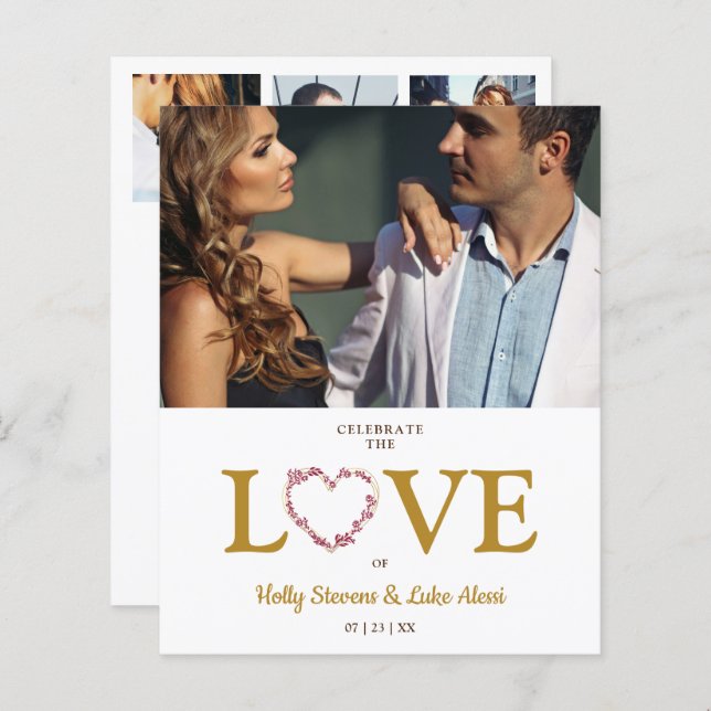Budget Love Quote Trendy Collage Wedding 4 Photos (Front/Back)