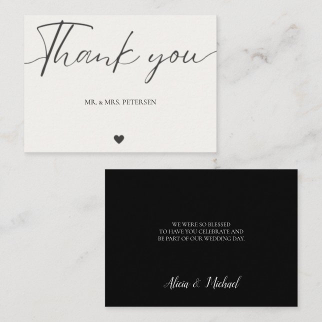 Budget love thanks script simple wedding thank you card (Front/Back)
