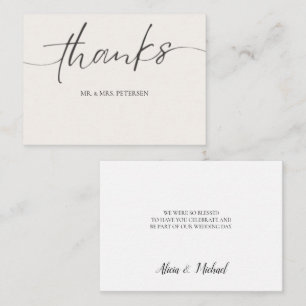 Budget love thanks script simple wedding thank you card