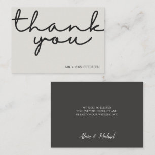 Budget love thanks script simple wedding thank you card