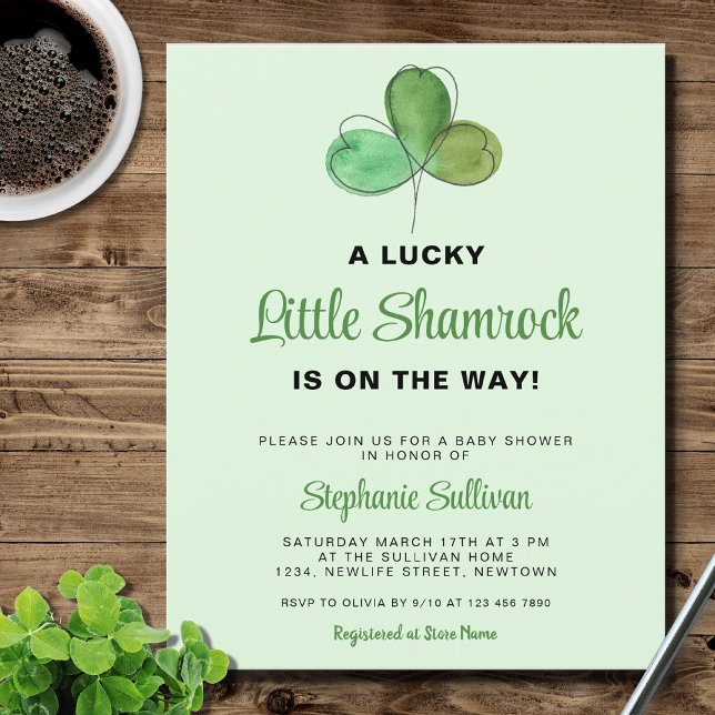 Budget Lucky Shamrock Green Baby Shower Invitation (Creator Uploaded)