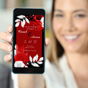 budget luxury floral black, white and red  wedding flyer