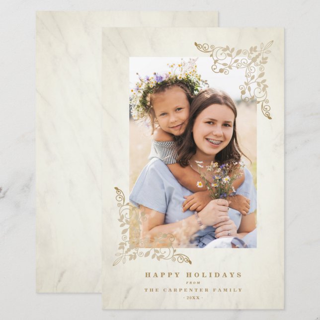 Budget Luxury Lace Flourish Chic Golden Christmas (Front/Back)