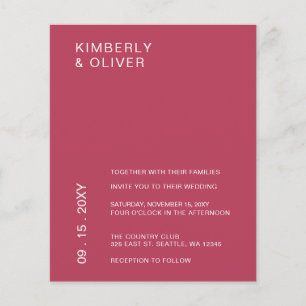 Budget Magenta Modern Wedding Invitation