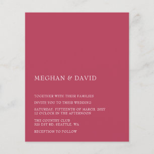 Budget Magenta Modern Wedding Invitation
