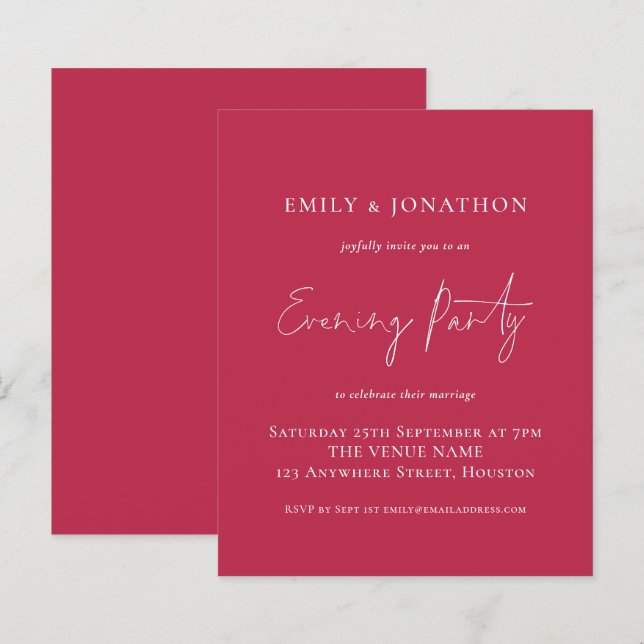 Budget Magenta Wedding Evening Party (Front/Back)