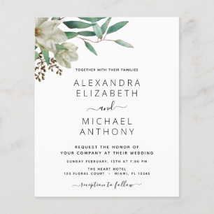Budget Magnolia Eucalyptus Elegant Wedding Flyer