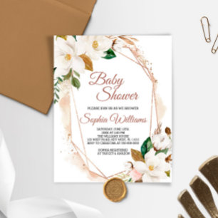 Budget Magnolia Flowers Baby Shower Invitation