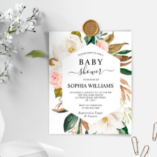 Budget Magnolia Frame Baby Shower Invitation