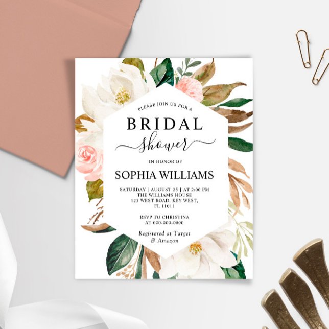 Budget Magnolia Frame Bridal Shower Invitation (Creator Uploaded)