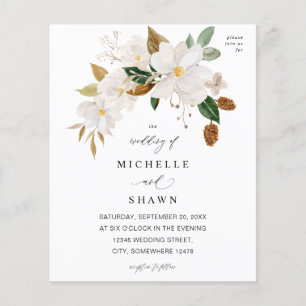 Budget Magnolia White Floral Wedding Flyer
