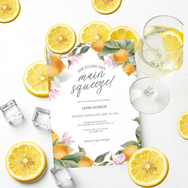 Budget Main Squeeze Lemon Wreath Bridal Shower Invitation (Creator Uploaded)