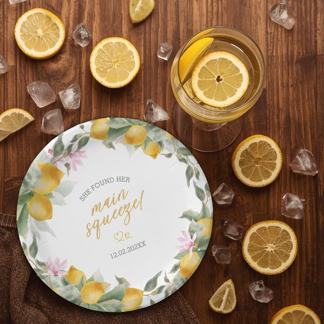 Budget Main Squeeze Lemon Wreath Bridal Shower Paper Plate (Creator Uploaded)