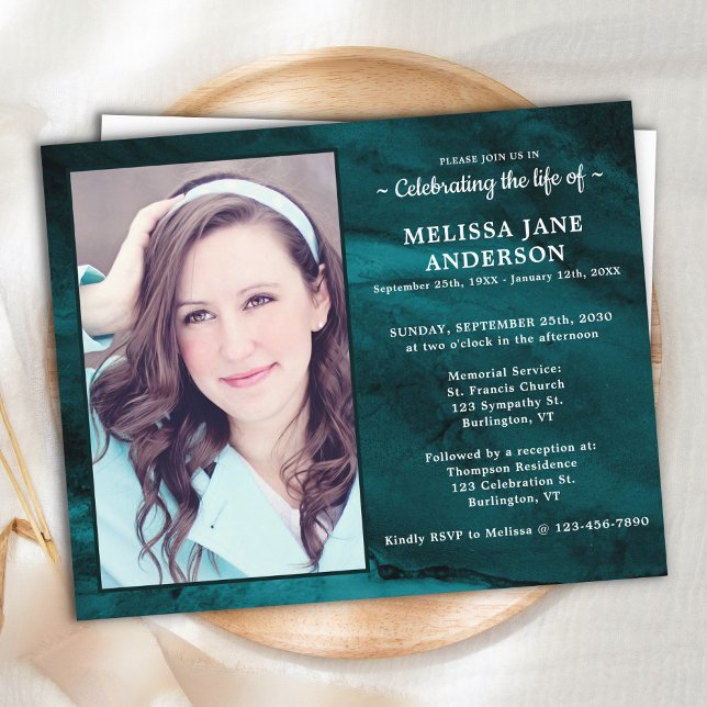 Budget Marble Green Celebration Of Life Invitation (Creator Uploaded)