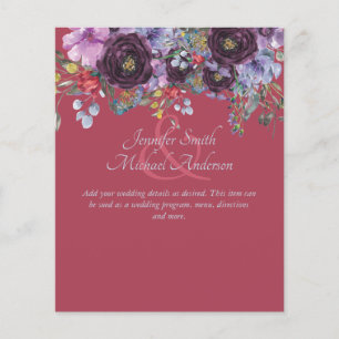 Budget Maroon Pink Floral Wedding Template