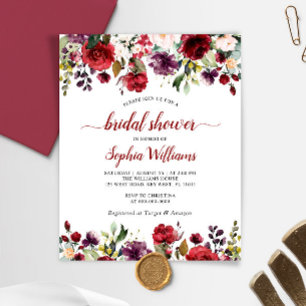 Budget Marsala & Pink Bridal Shower Invitation