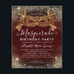 Budget Masquerade Burgundy Gold Glitter Birthday<br><div class="desc">Modern Glam Masquerade Burgundy Maroon Red Gold Glitter Sparkle Dust Birthday Party Invitation</div>