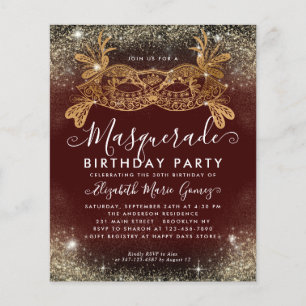 Budget Masquerade Burgundy Gold Glitter Birthday