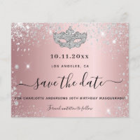 Budget masquerade party blush pink save the date
