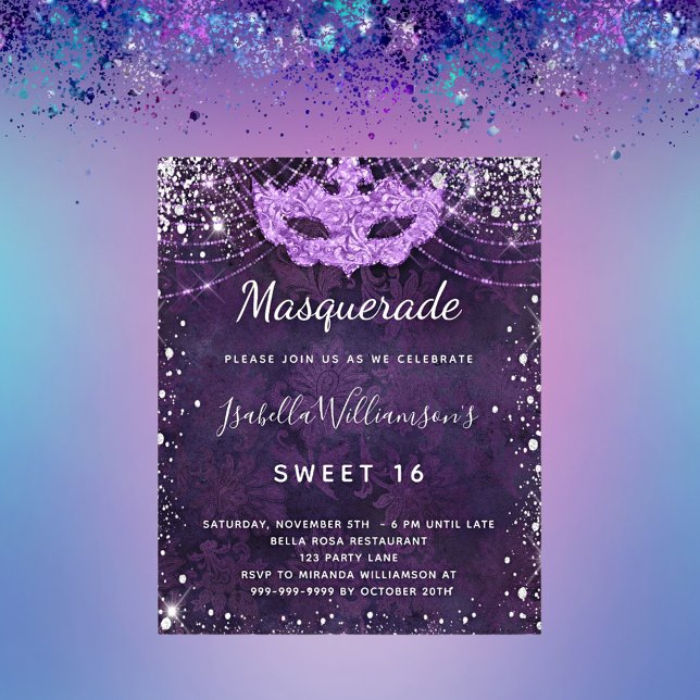 Budget masquerade purple silver glitter Sweet 16 (Creator Uploaded)