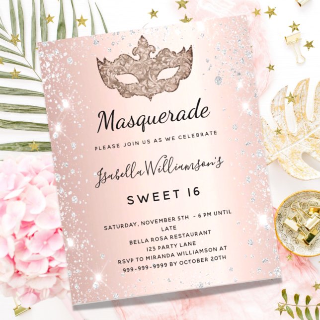 Budget Masquerade rose gold silver Sweet 16 (Creator Uploaded)