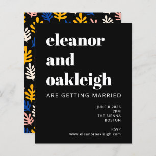 Budget Matisse Botanical Black Bold Wedding Invite