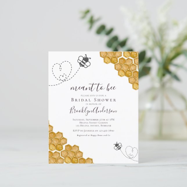 Budget Meant to Bee Bridal Shower Invitation (Standing Front)