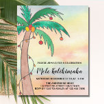 Budget Mele Kalikimaka Party Invitation<br><div class="desc">Invite family and friends to your Mele Kalikimaka Party with these fun festive budget invitations.
They feature a hand painted palm tree decorated with lights and baubles on a watercolor background.
Customise these party invitations with your details.
Original Watercolor © Michele Davies.</div>