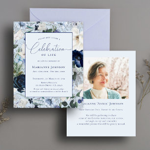 Budget Memorial Blue Floral Celebration of Life Flyer