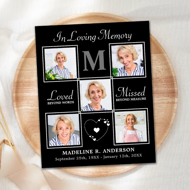 Budget Memorial Elegant 5 Photo Funeral Thank You (Creator Uploaded)