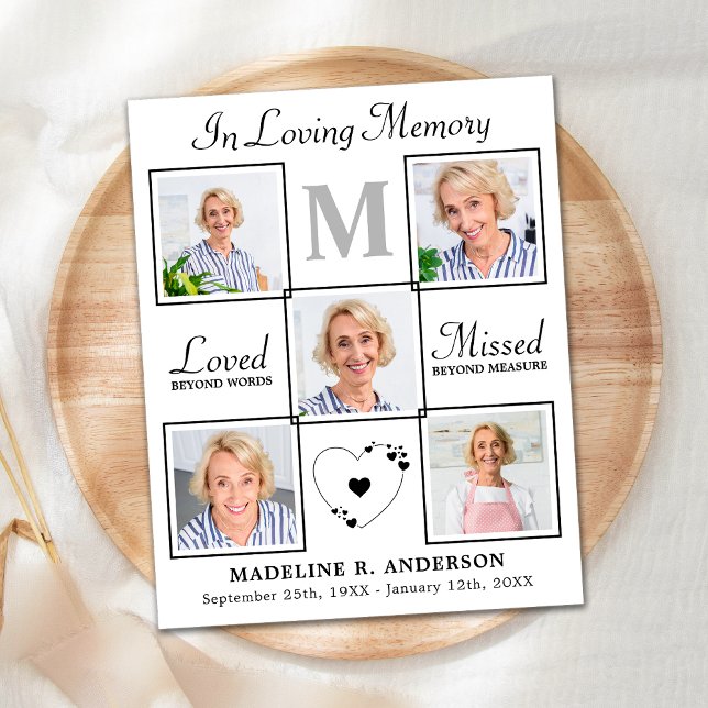 Budget Memorial Elegant 5 Photo Sympathy Thank You (Creator Uploaded)