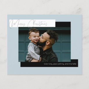 Budget Merry Christmas Blue Modern Photo Flyer