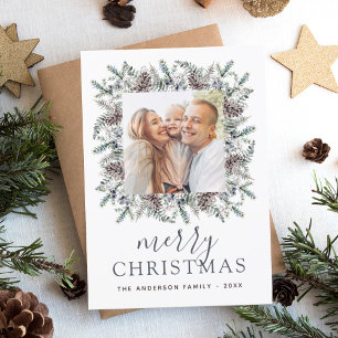 Budget Merry Christmas Dusty Blue Photo Holiday