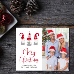 Budget Merry Christmas Gnomes Photo Holiday Card