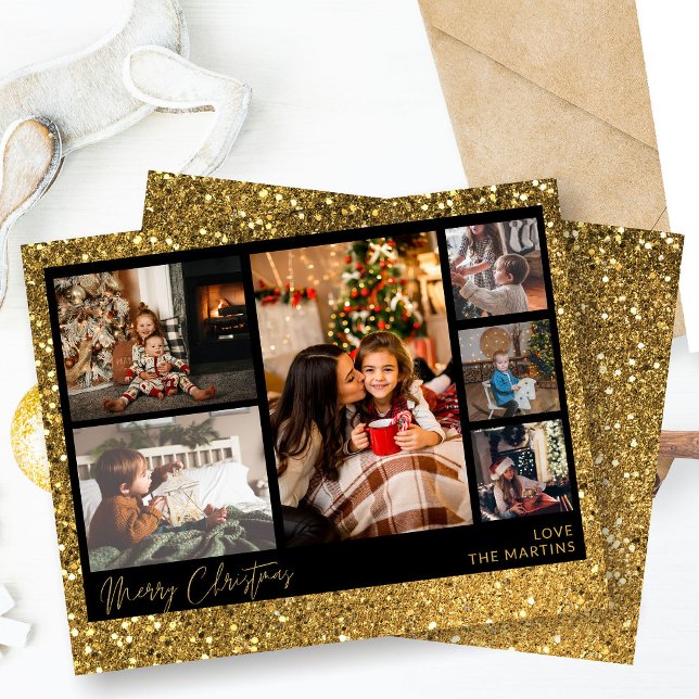 Budget Merry Christmas Gold Glitter Multi Photo (Creator Uploaded)