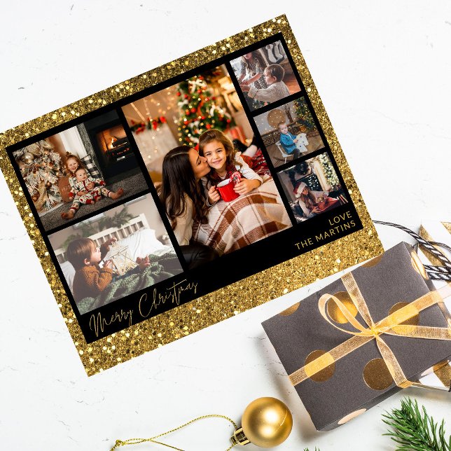 Budget Merry Christmas Gold Glitter Multi Photo Flyer (Creator Uploaded)