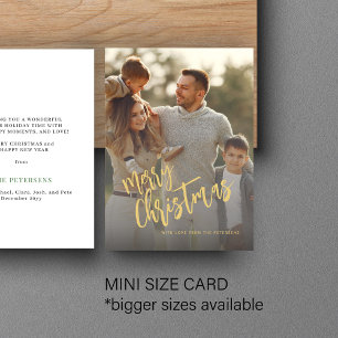 Budget Merry Christmas gold script photo Holiday Card